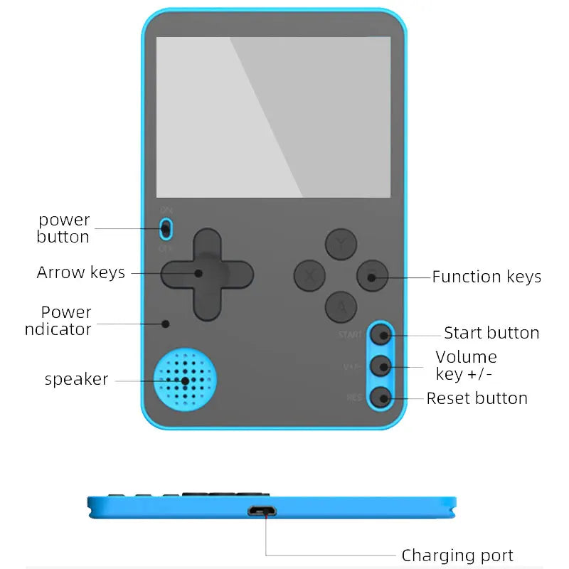 Handheld Game Console 500 Classic Games LCD Portable Retro Video Mini Game Console Rechargeable Great Gift for Kids and Adults