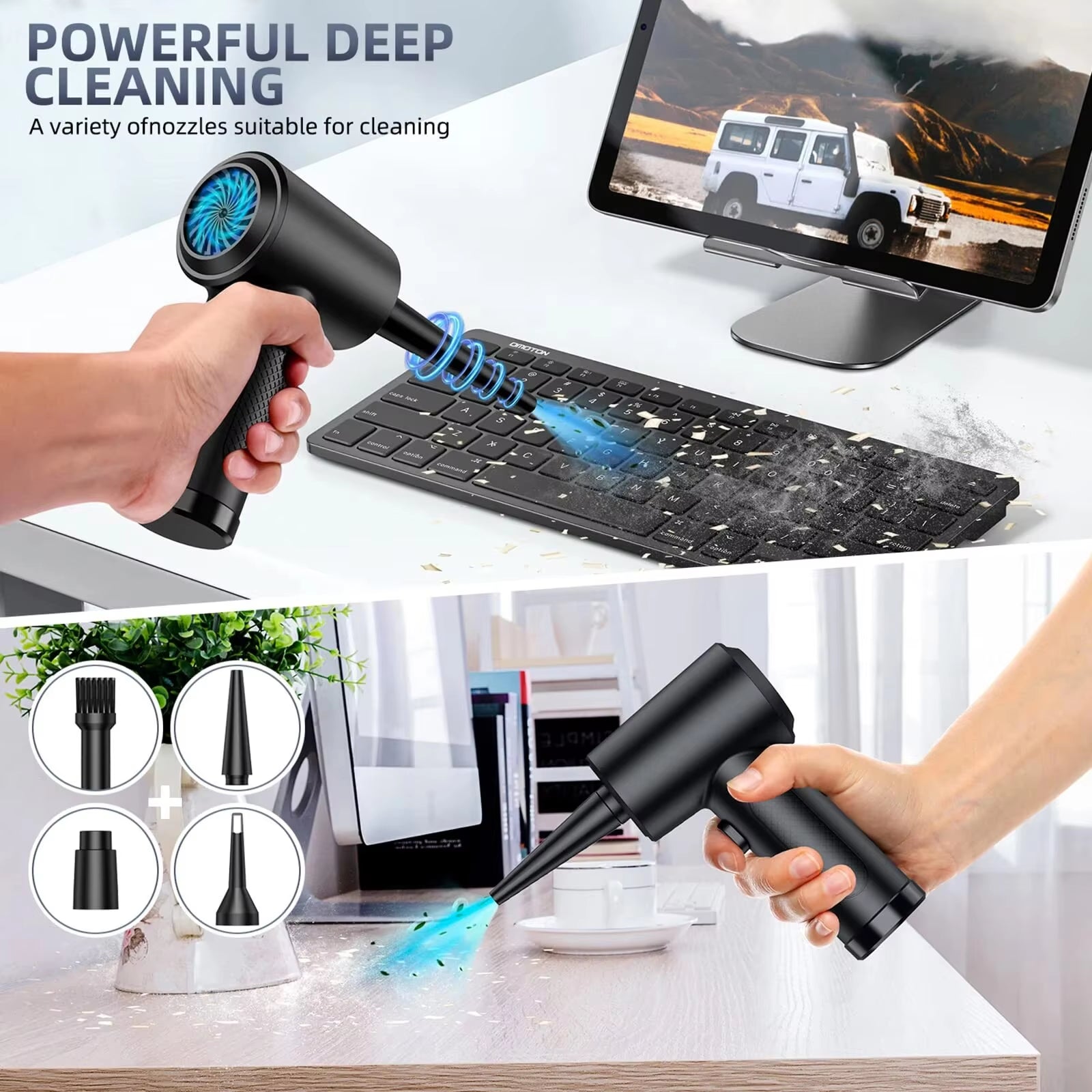 Compressed Air Duster Electric Rechargeable Cordless Air Blower Compressed Air for Cleaning Computer Keyboard Camera Car Home