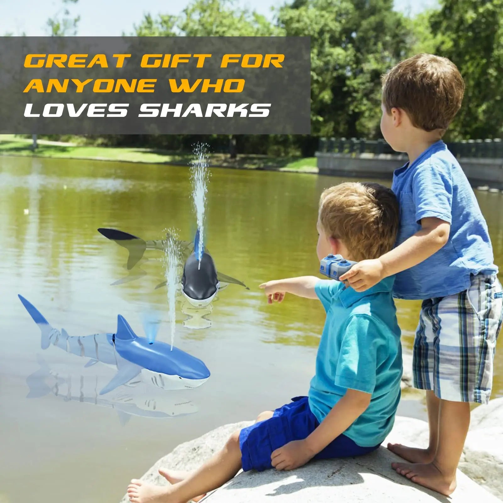 Remote-Controlled Smart Shark and Whale Water Spray Toy Submarine for Kids