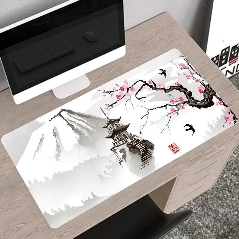 New Sakura Pattern Large Mouse Pad Gamer Big Mousepad for Computer Gaming Locking Edge Keyboard Desk Mice Pad Rubber Table Mat