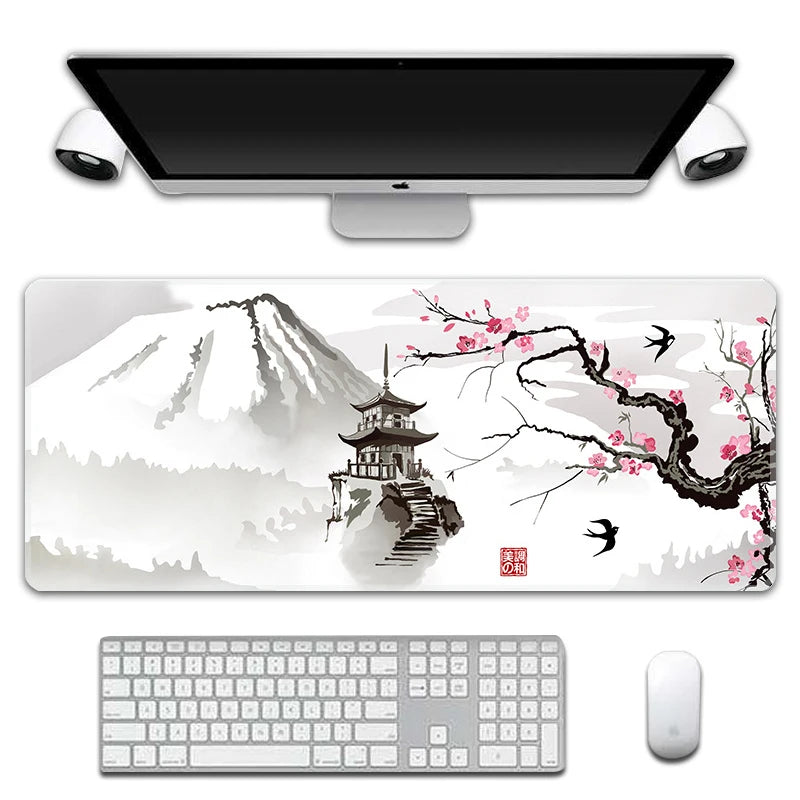 New Sakura Pattern Large Mouse Pad Gamer Big Mousepad for Computer Gaming Locking Edge Keyboard Desk Mice Pad Rubber Table Mat