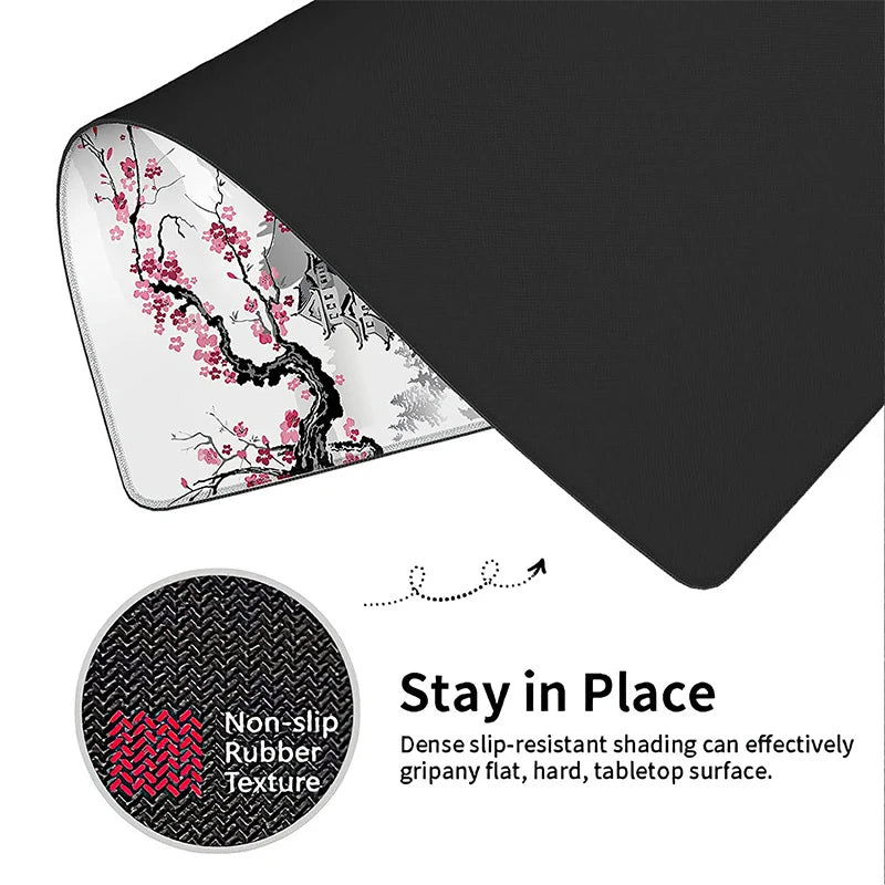 New Sakura Pattern Large Mouse Pad Gamer Big Mousepad for Computer Gaming Locking Edge Keyboard Desk Mice Pad Rubber Table Mat